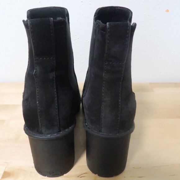 Vince Black Suede Block Heel Ankle Chealse Boots Women’s Size 7 - Picture 6 of 15